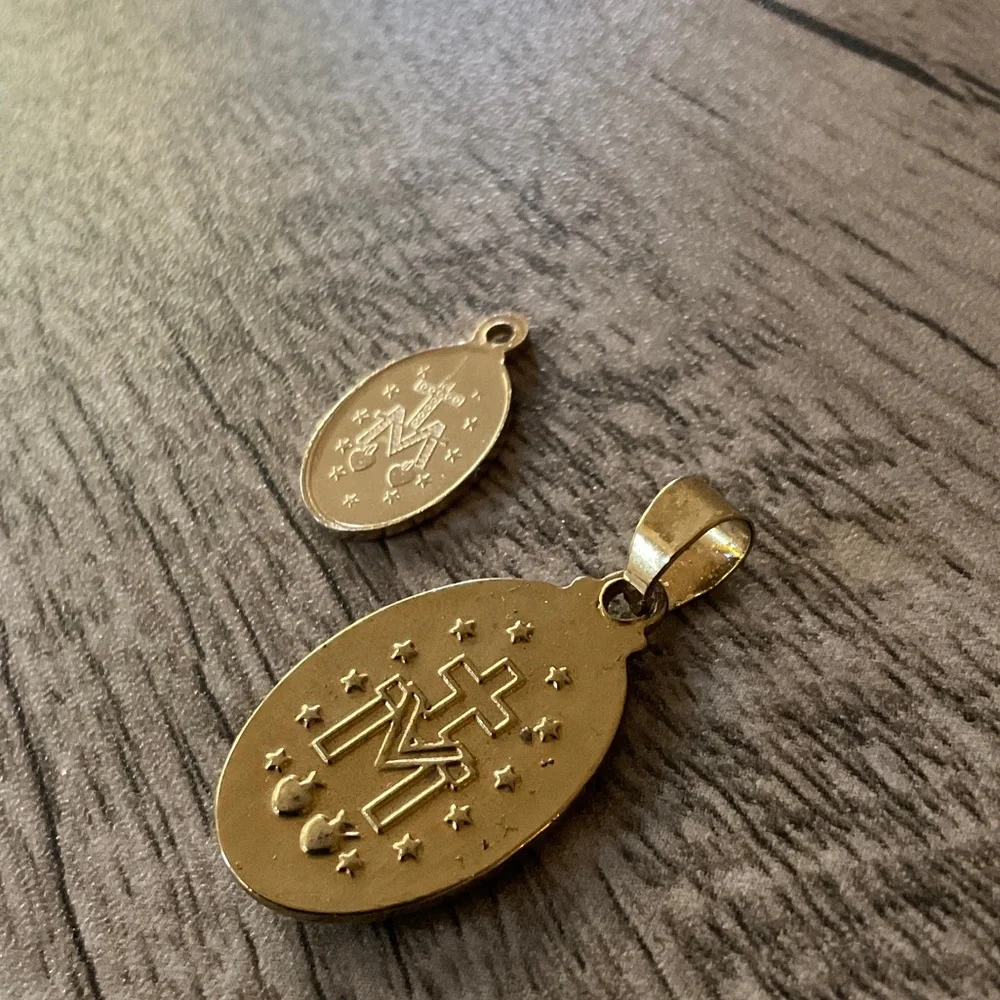 Gold Tone Miraculous Medal Pendant for Kids